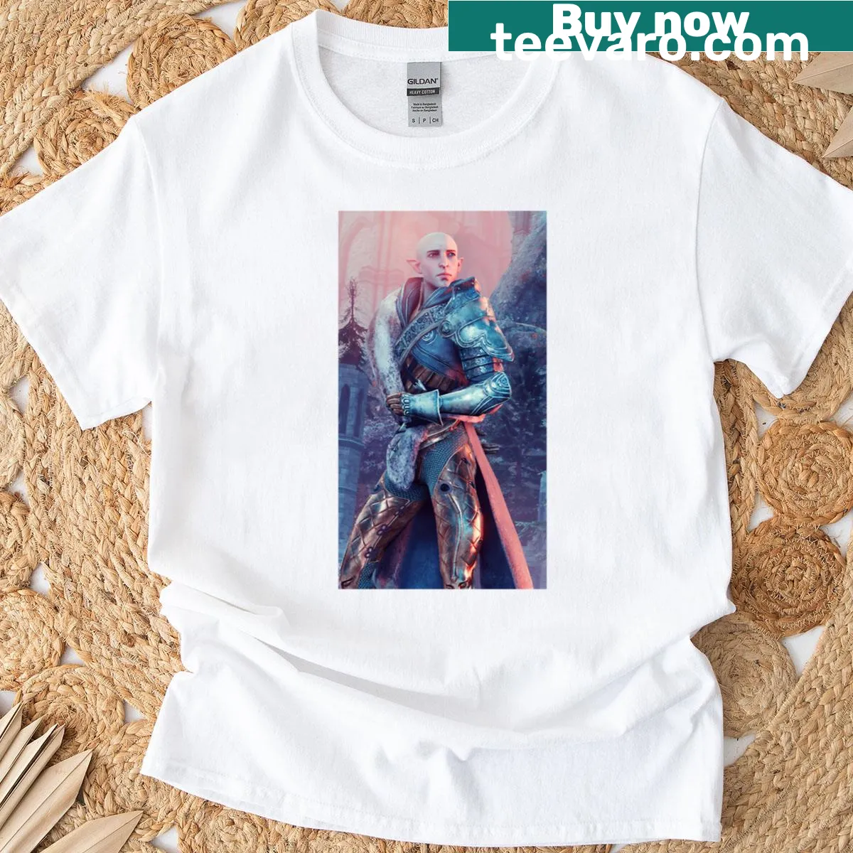 Premium t-shirt featuring Solas from Dragon Age Inquisition — on a men's t-shirt