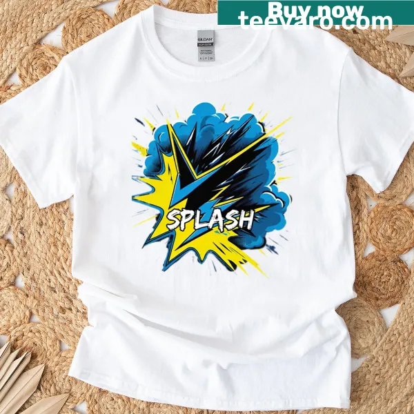 Abstract typography design of the word 'Splash' on a T-shirt