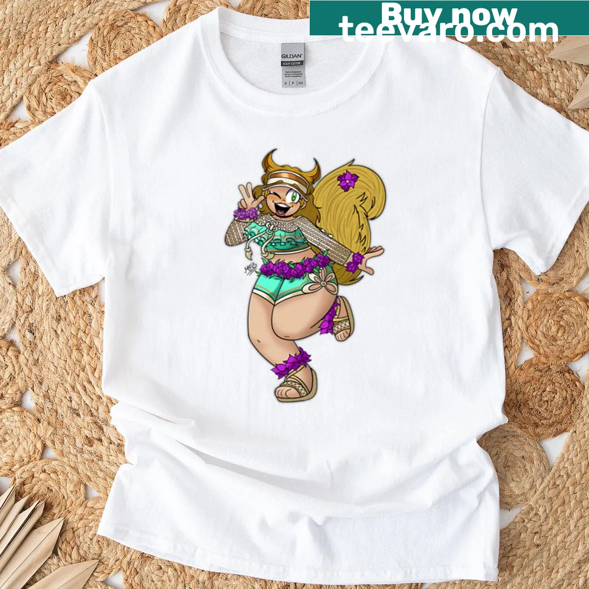 Cartoon Squirrel Girl T-shirt with a cheerful squirrel illustration — on a men's t-shirt