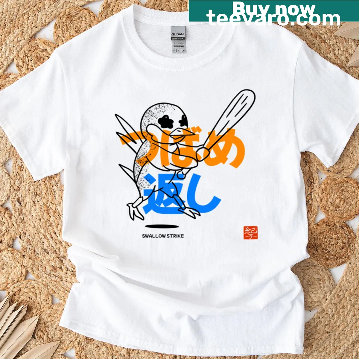 Silhouette of a swallow in flight on T-shirt — on a men's t-shirt