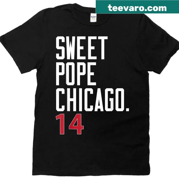 T-shirt with 'Sweet Pope Chicago 14' in bold typography