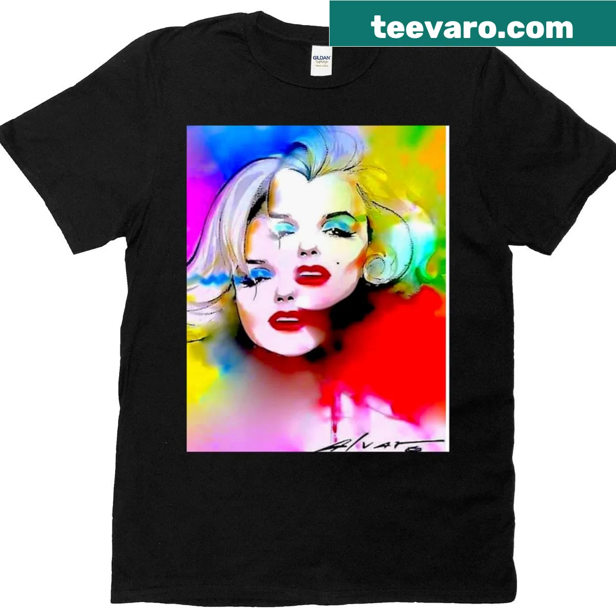 Illustrative graphic of the Gemini goddess with twin stars — on a men's t-shirt
