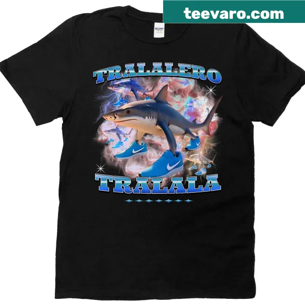 Funny meme shirt with a shark and three legs design