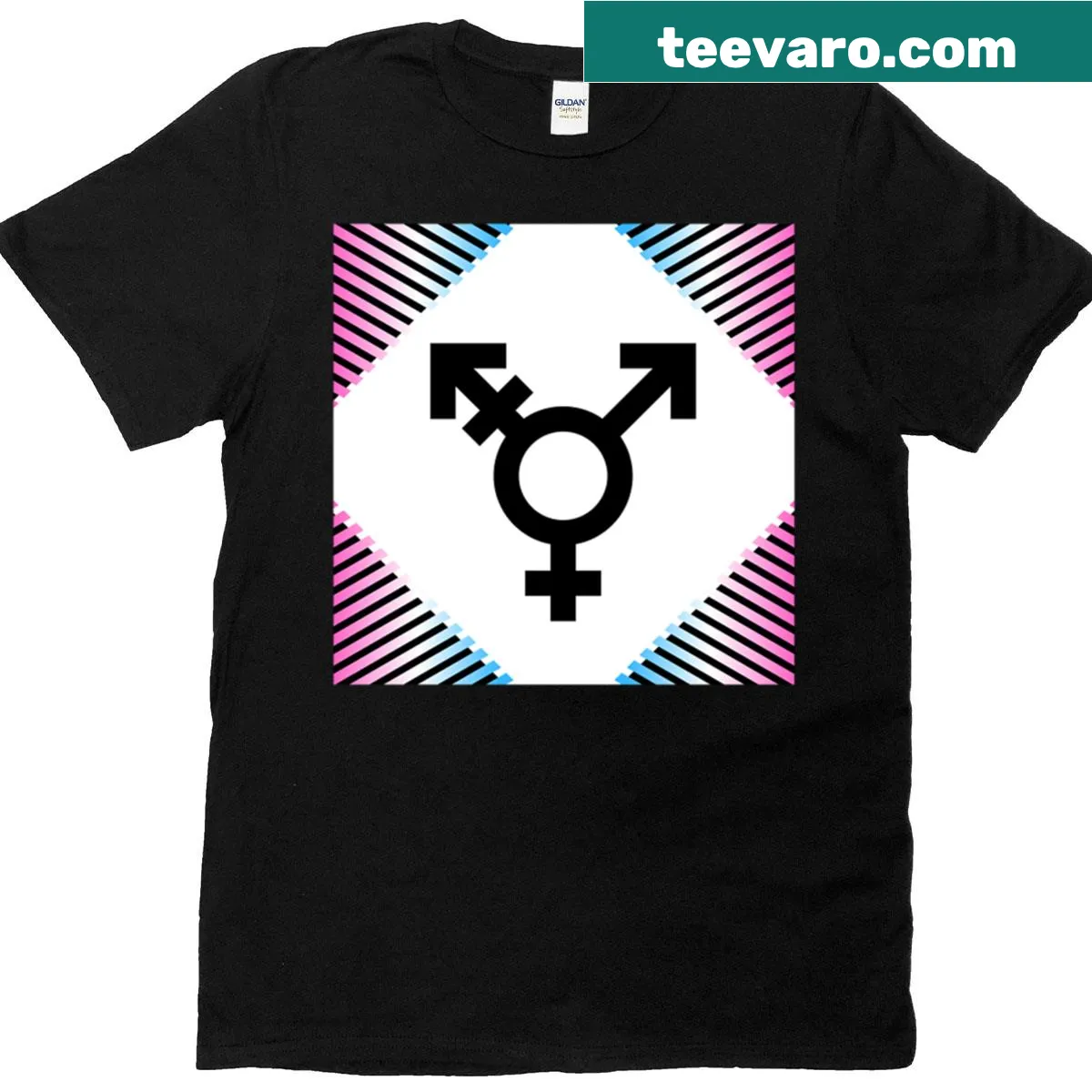 Transgender pride symbol T-shirt with triangle design — on a men's t-shirt