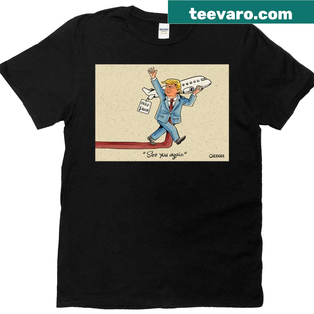 Oversized T-shirt featuring a graphic on Trump and the Middle East — on a men's t-shirt