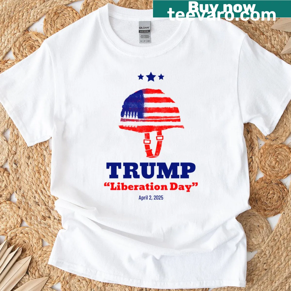Text design for 'Trump Liberation Day April 2 2025' — on a men's t-shirt