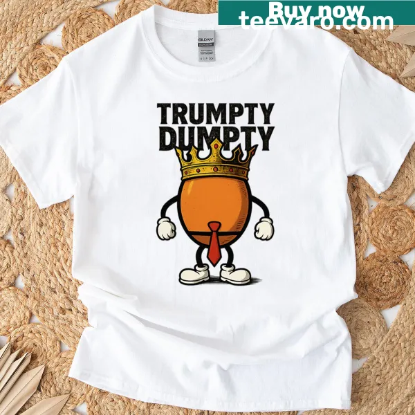 Oversized T-shirt featuring a humorous cartoon of Trumpty Dumpty