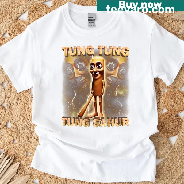 Active T-shirt featuring the phrase 'Tung Tung Tung Sahur' in playful font