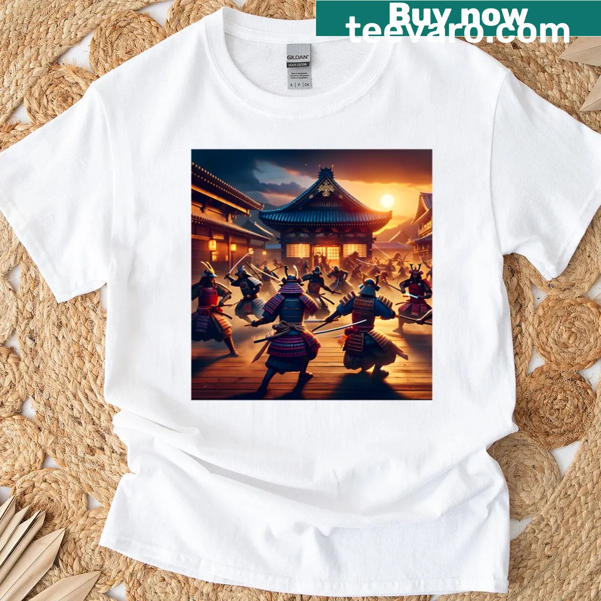 Samurai graphic depicting The Last Stand at Edo's Gate — on a men's t-shirt