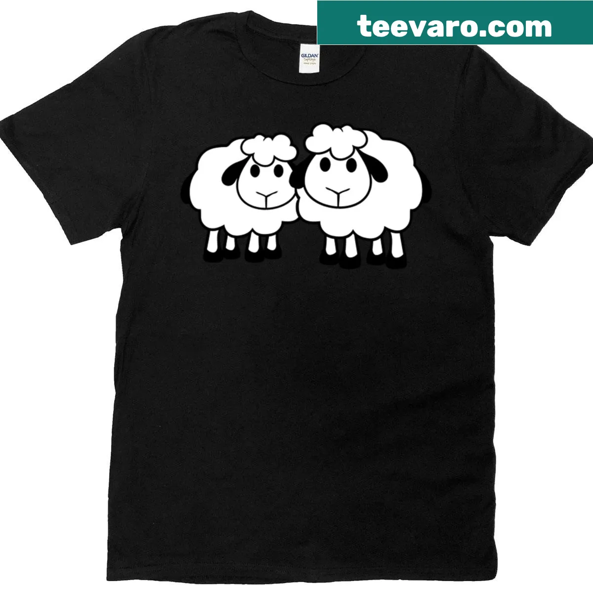 Illustrated t-shirt featuring two cartoon sheep for baby bro — on a men's t-shirt
