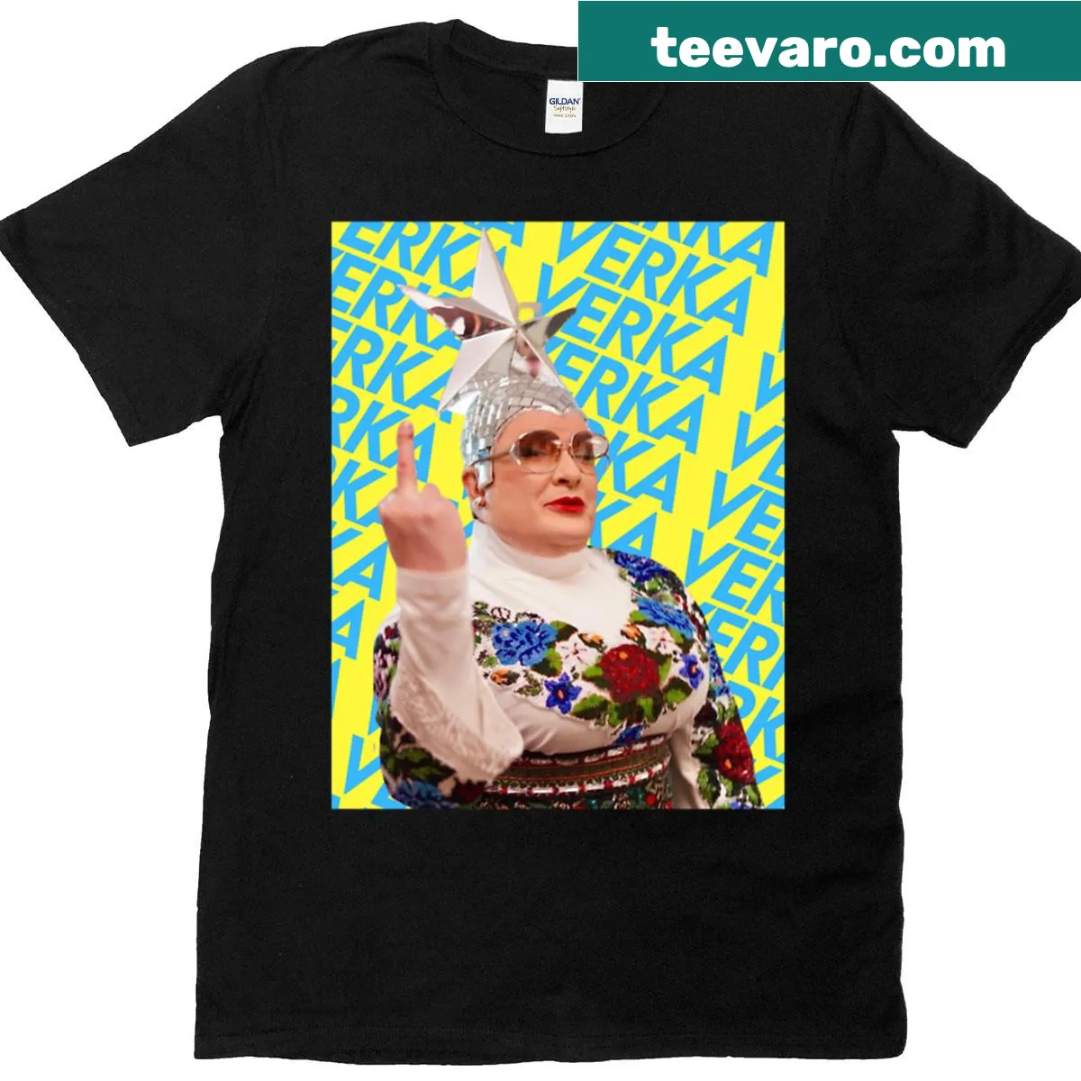 Graphic T-shirt featuring Verka Serduchka for music lovers — on a men's t-shirt