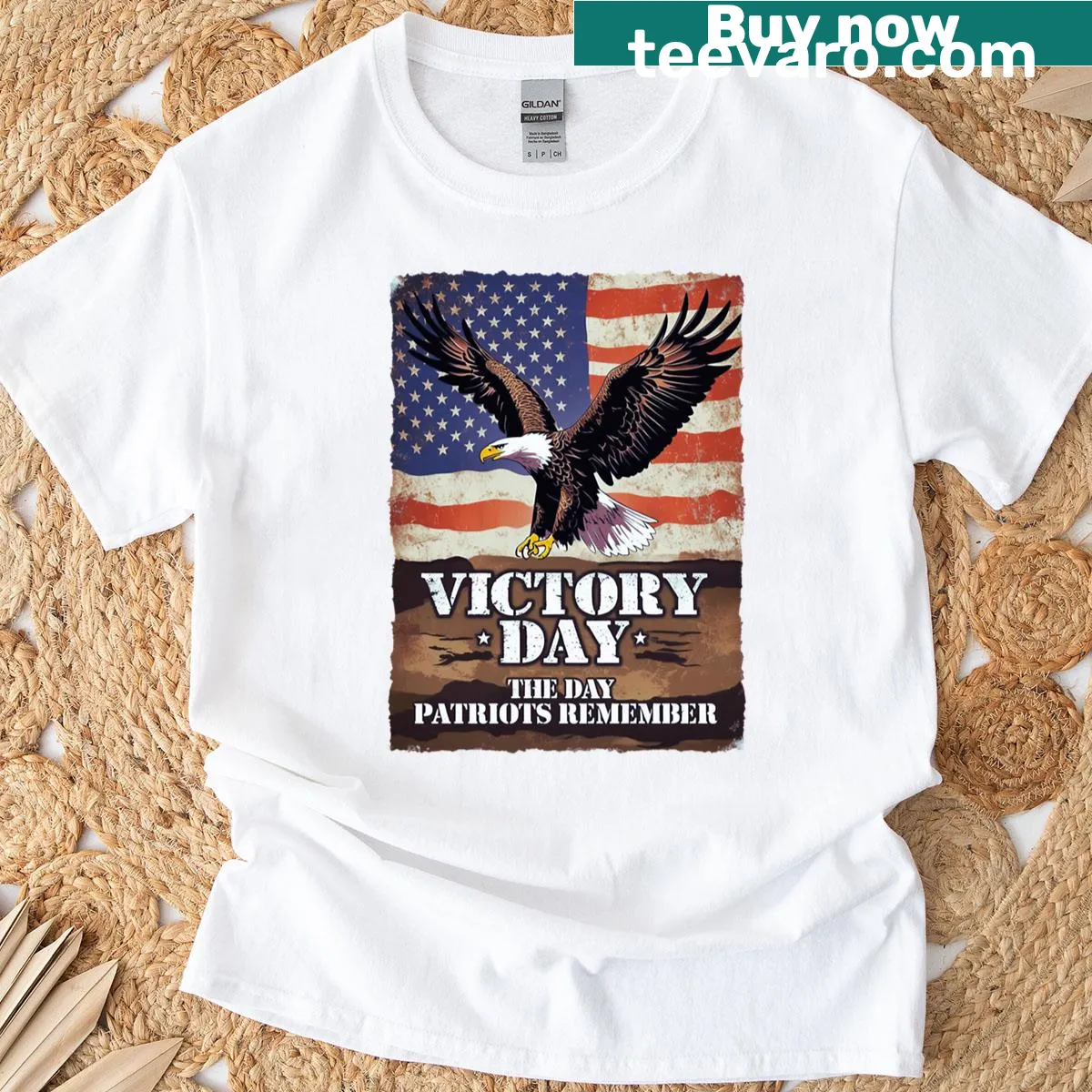 Oversized vintage-inspired t-shirt with eagle and American flag design — on a men's t-shirt