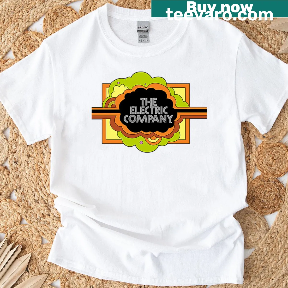 Vintage Electric Company T-shirt with retro electrical graphics — on a men's t-shirt