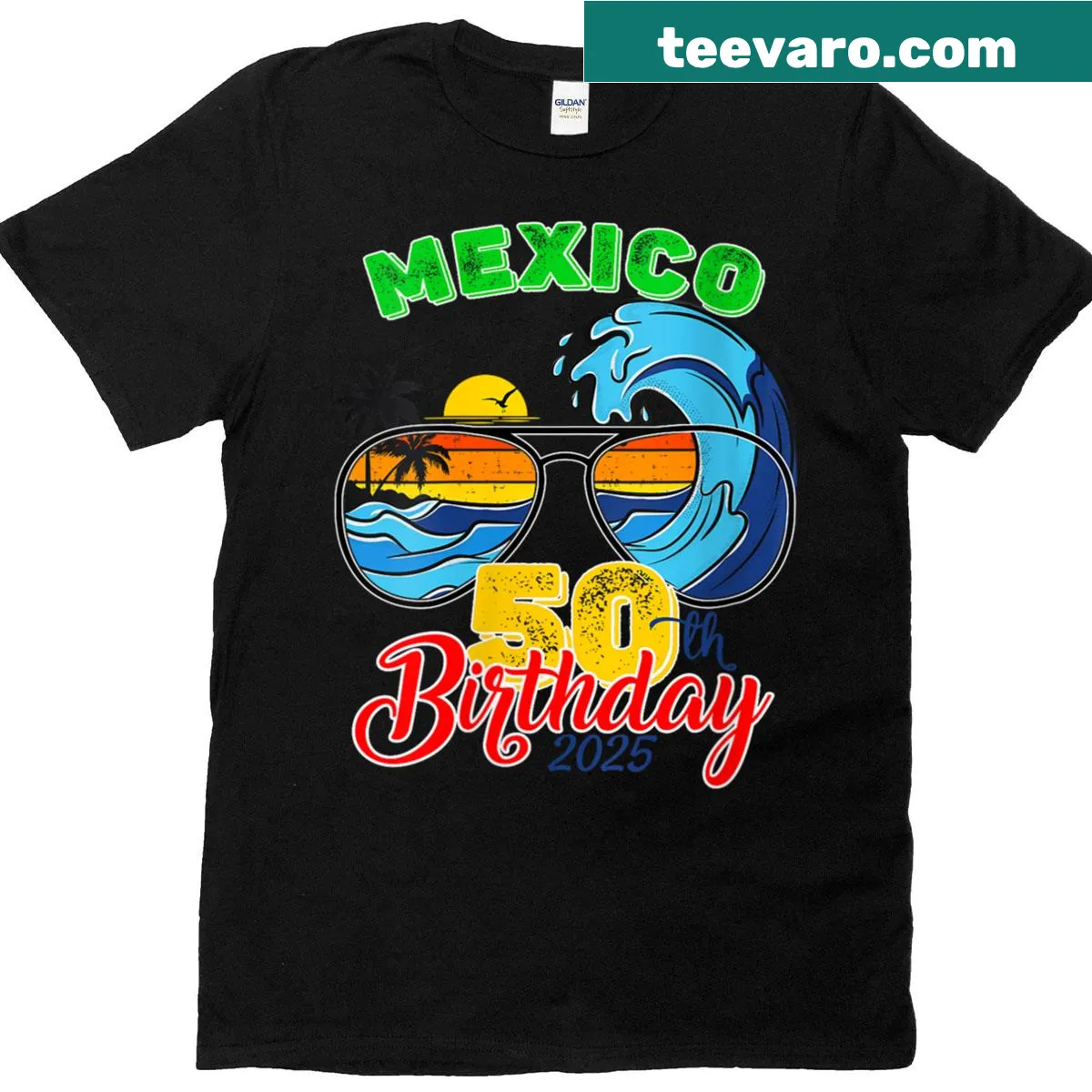 Girls trip Mexico 2025 birthday T-shirt with fun typography for women — on a men's t-shirt