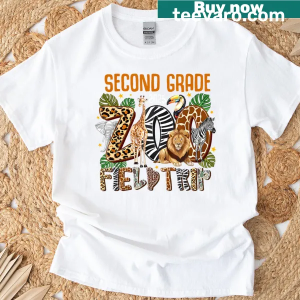 Cute zoo field trip themed T-shirt with matching squad text for kids