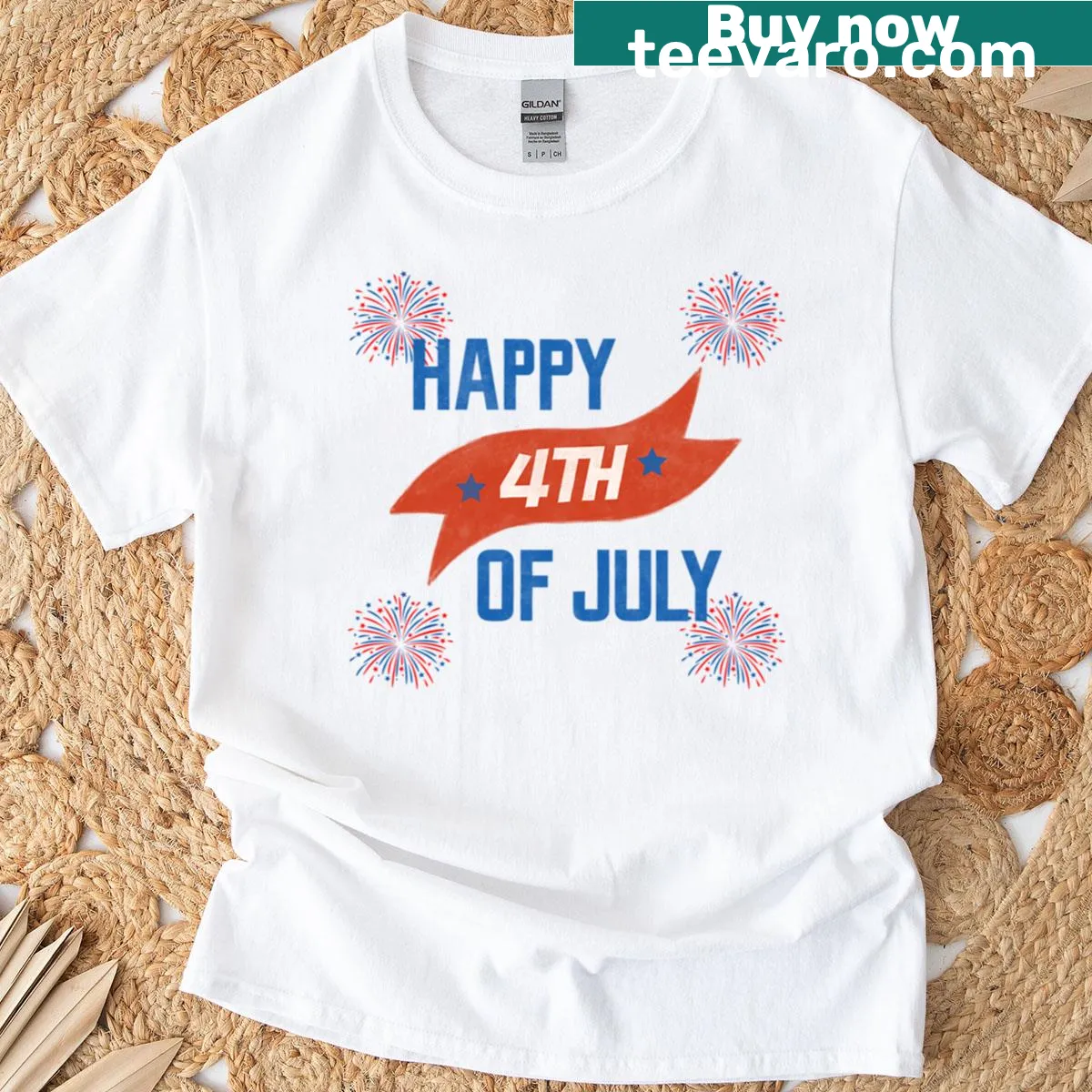 Patriotic 4th of July celebration t-shirt with festive designs. — on a men's t-shirt