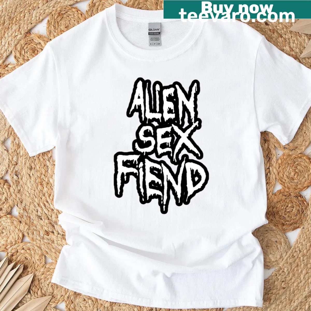 Punk music graphic t-shirt featuring Alien Sex Fiend design — on a men's t-shirt