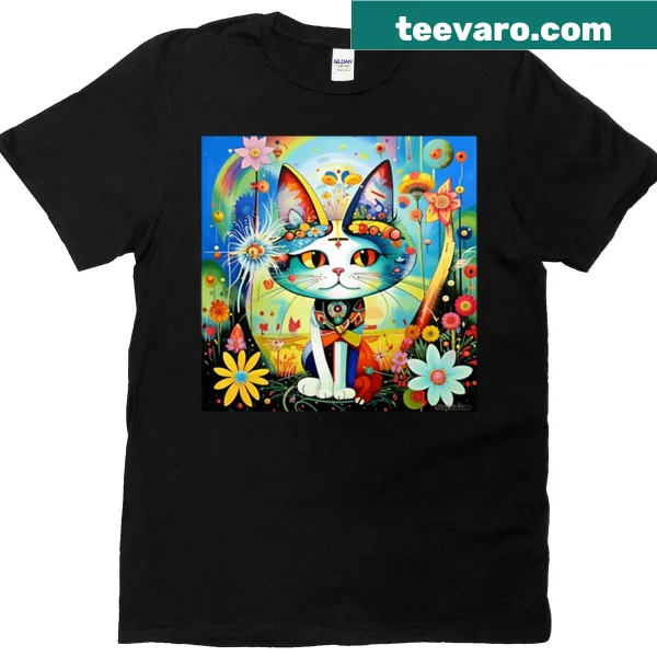 Illustrative t-shirt featuring a beautiful cat design