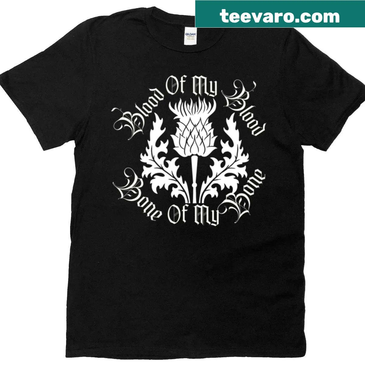 T-shirt with the phrase 'Blood Of My Blood' printed prominently — on a men's t-shirt