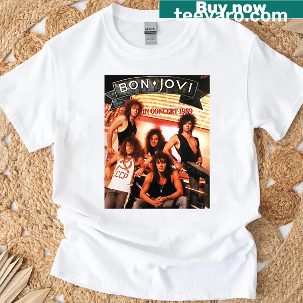 Vintage graphic of Bon Jovi in concert, 1989