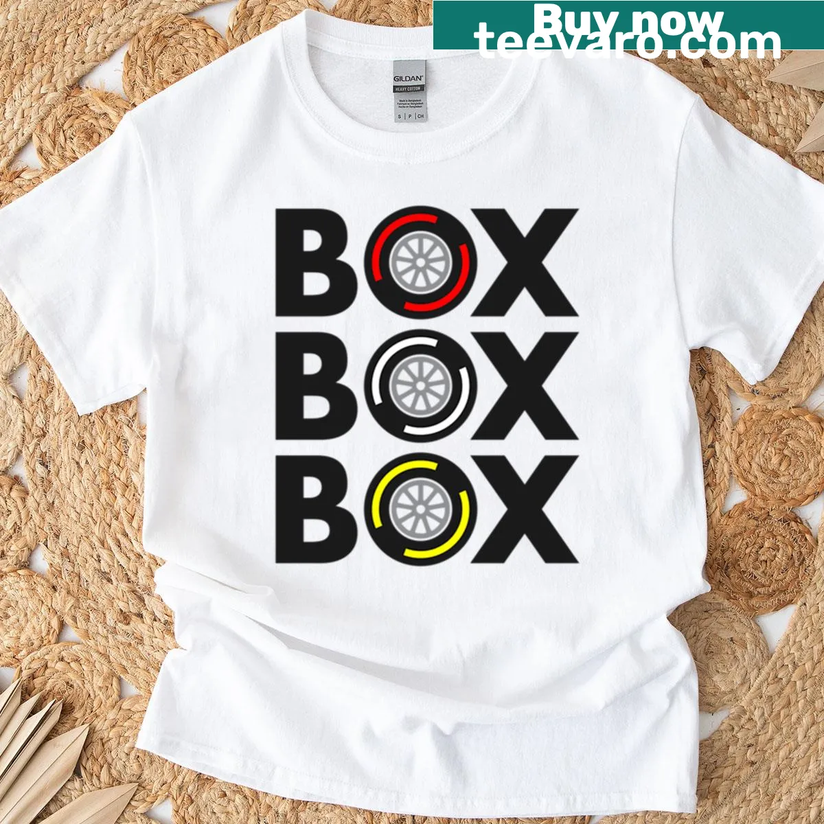 F1-themed T-shirt featuring tyre compound graphic — on a men's t-shirt