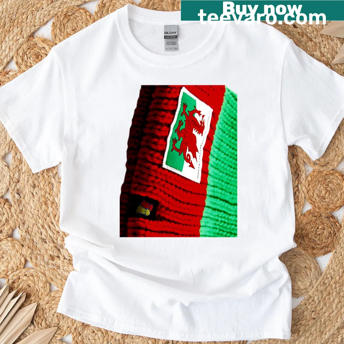 Oversized t-shirt celebrating Caerphilly with a vintage design — on a men's t-shirt
