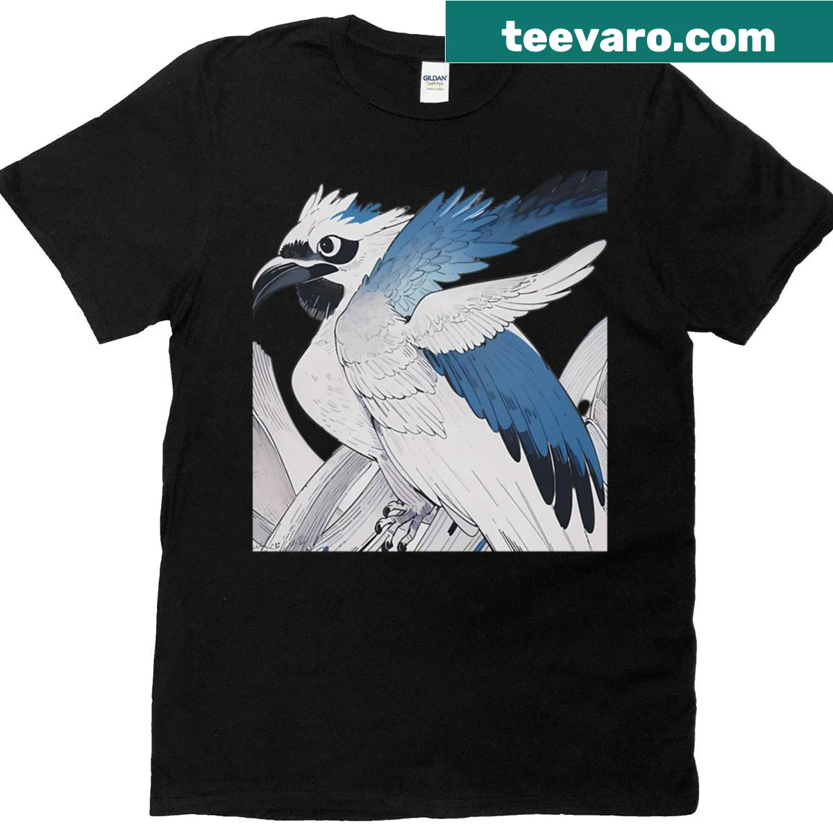 Futuristic avian guardians design on a unique T-shirt — on a men's t-shirt