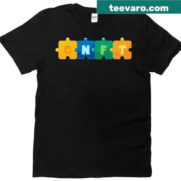 Minimalist silhouette design of puzzle pieces on a t-shirt