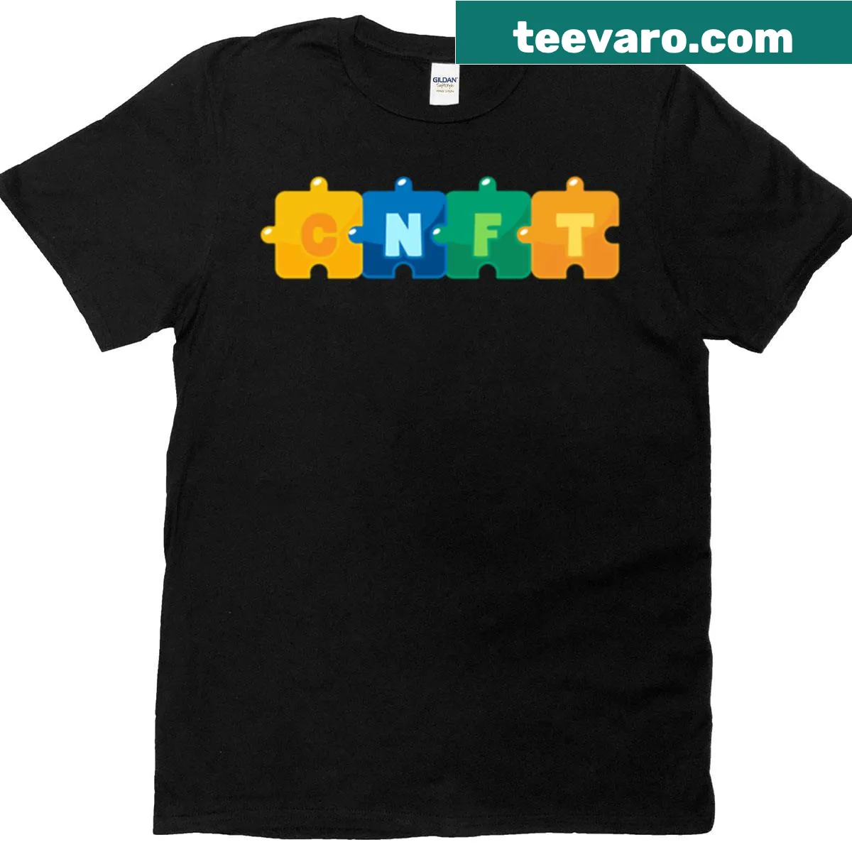 Minimalist silhouette design of puzzle pieces on a t-shirt — on a men's t-shirt