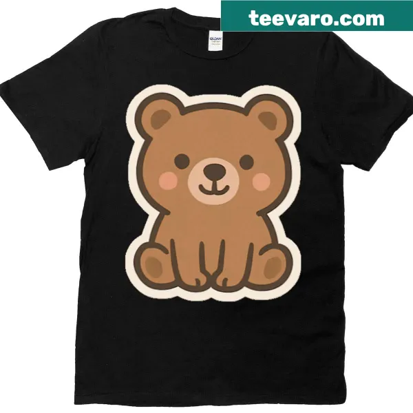 Cute bear illustration on a sitting pose T-shirt