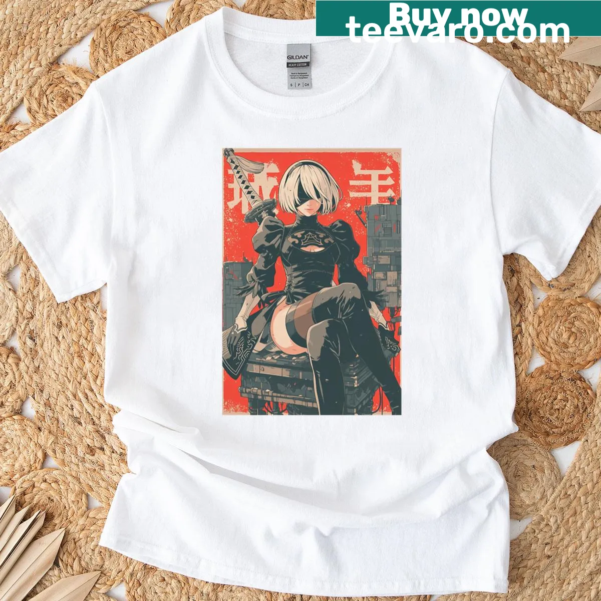 Cyborg waifu android assassin graphic t-shirt with edgy design — on a men's t-shirt