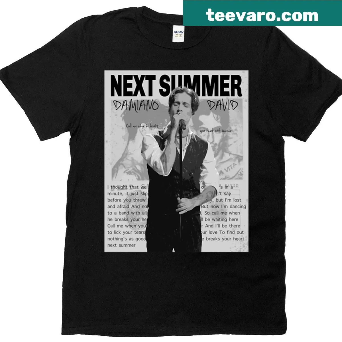 Damiano David graphic on stylish t-shirt — on a men's t-shirt