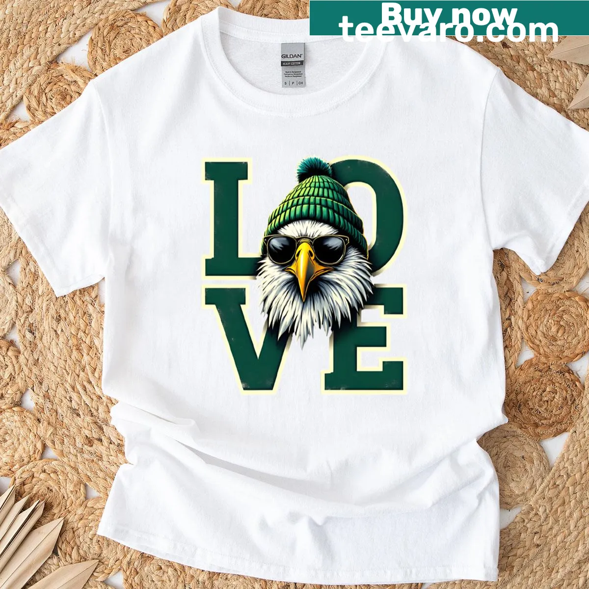 Illustrated vintage eagle graphic t-shirt symbolizing freedom — on a men's t-shirt
