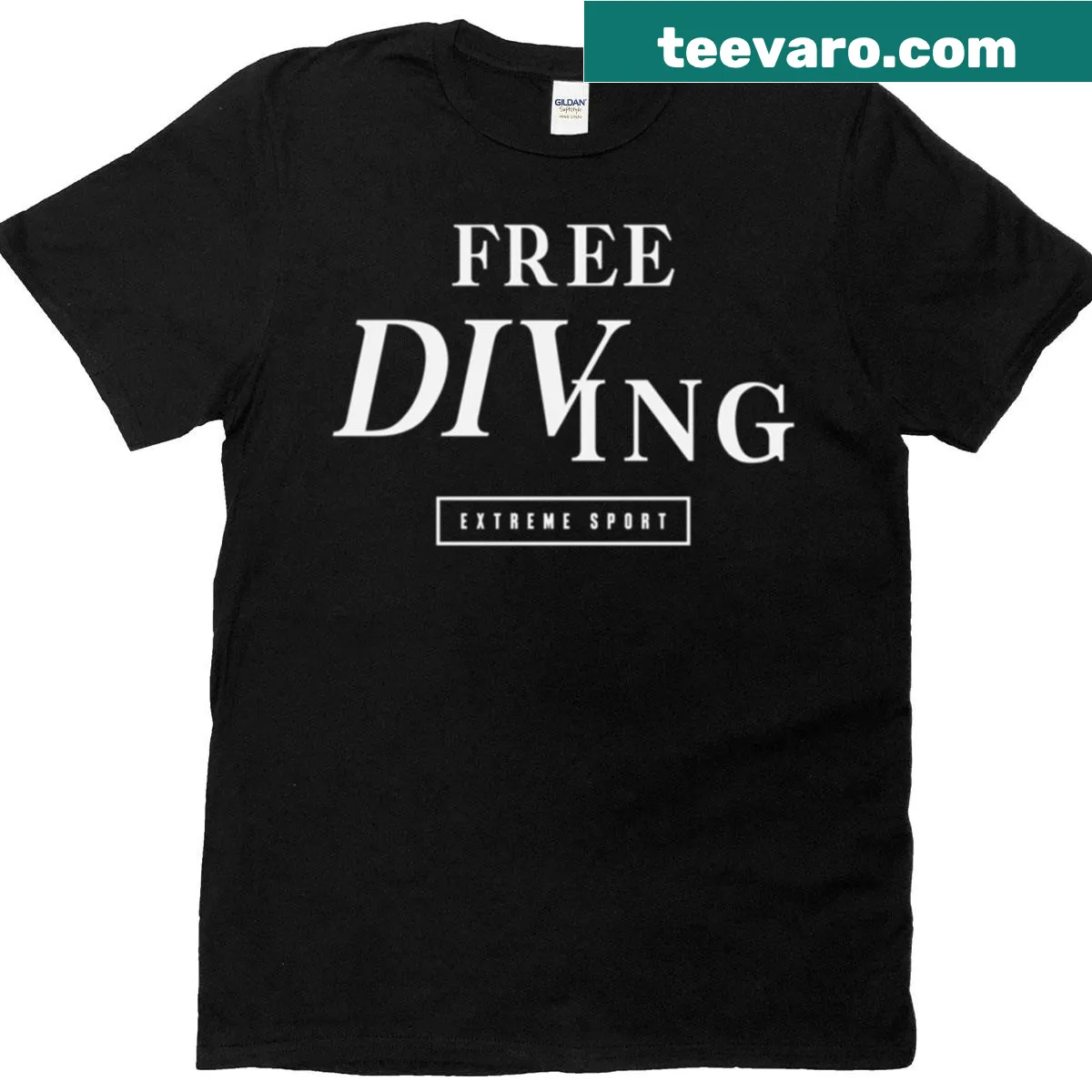 Freediving-themed T-shirt with extreme sports graphic — on a men's t-shirt