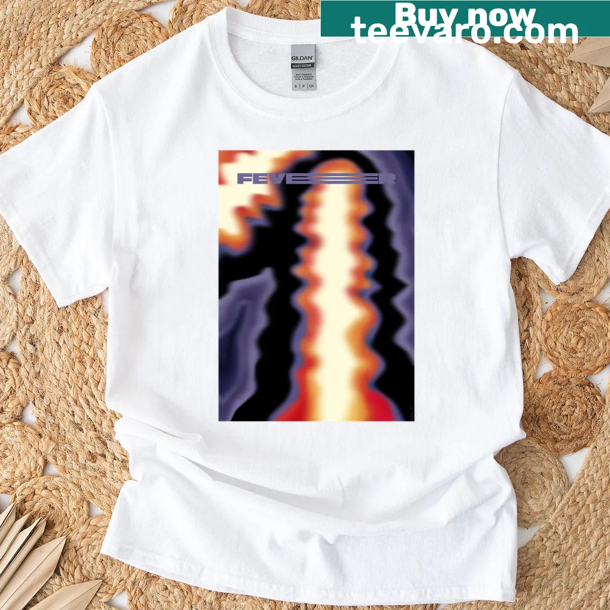 Artistic T-shirt featuring design elements from the Ateez album 'Fever' — on a men's t-shirt