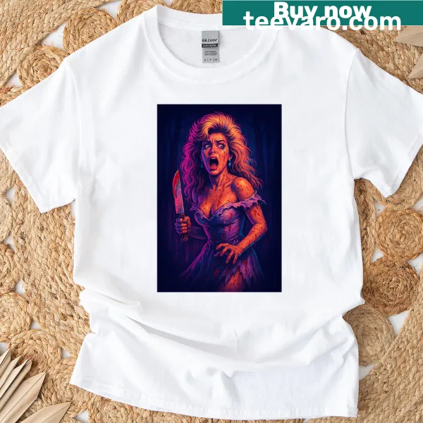 Horror-themed T-shirt featuring the final girl concept
