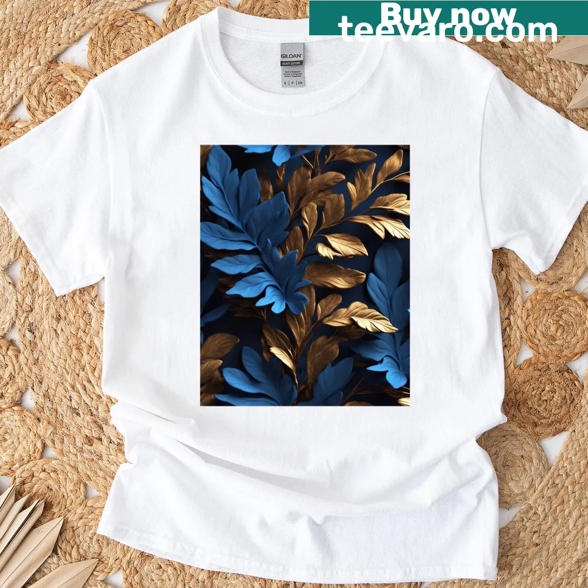 Minimalist leaves graphic t-shirt with elegant design — on a men's t-shirt