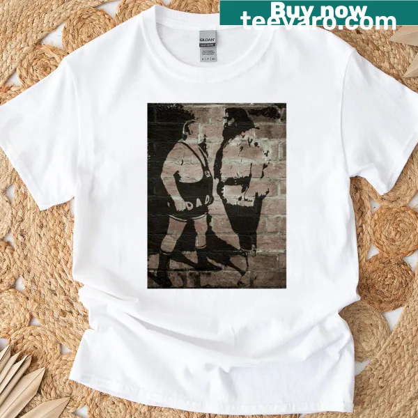 Fitted T-shirt featuring graffiti art of a whimsical tea time scene