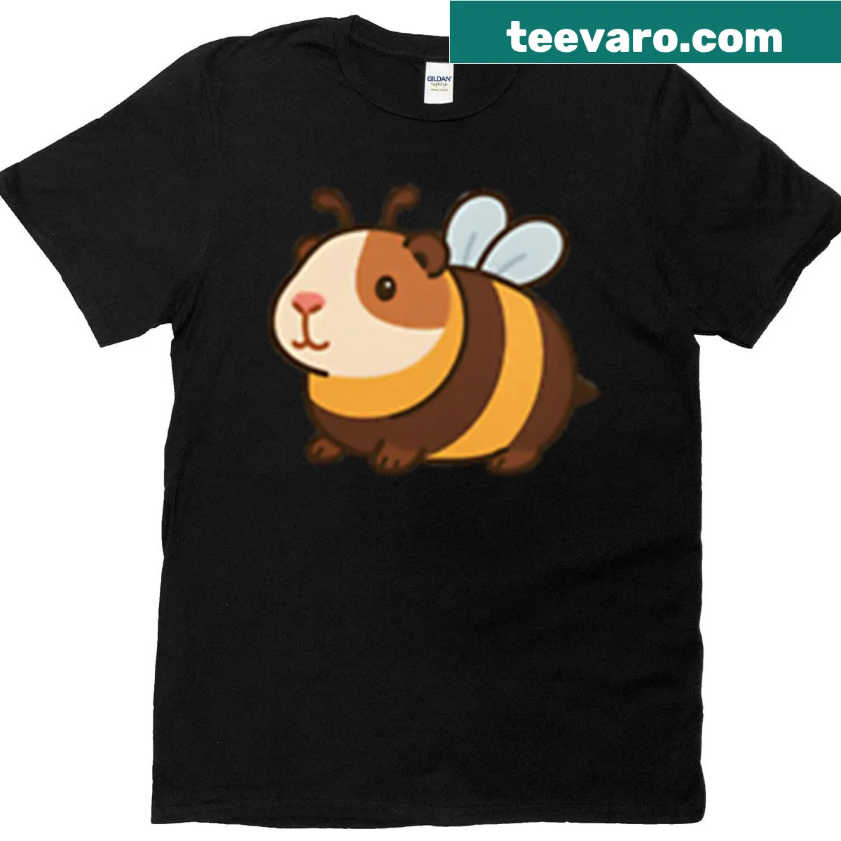 Cute T-shirt featuring a guinea pig and bee in a playful design — on a men's t-shirt