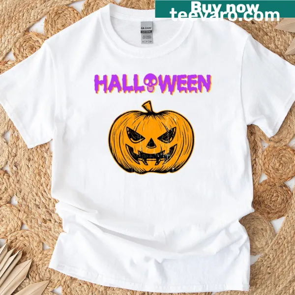 Jack O' Lantern t-shirt featuring a scary face illustration