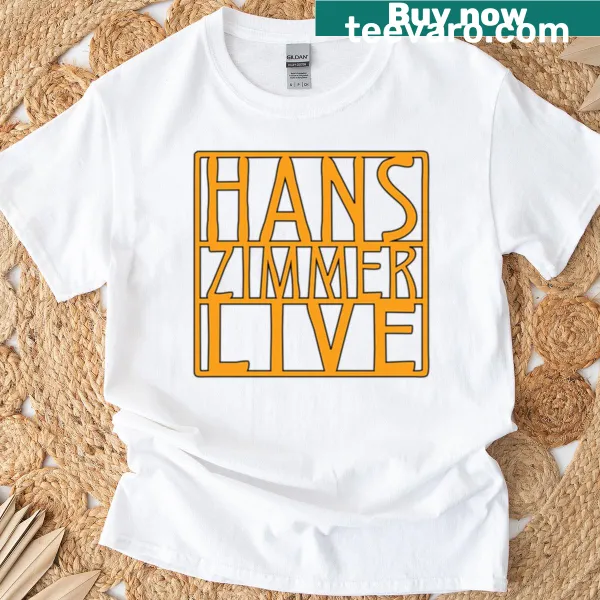 T-shirt celebrating Hans Zimmer's live music tour with bold typography