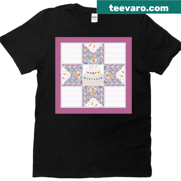Oversized T-shirt with a quilt block design celebrating birthdays