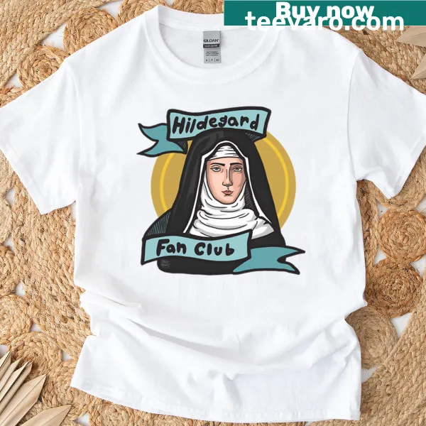 T-shirt featuring Hildegard Von Bingen graphic honoring her legacy
