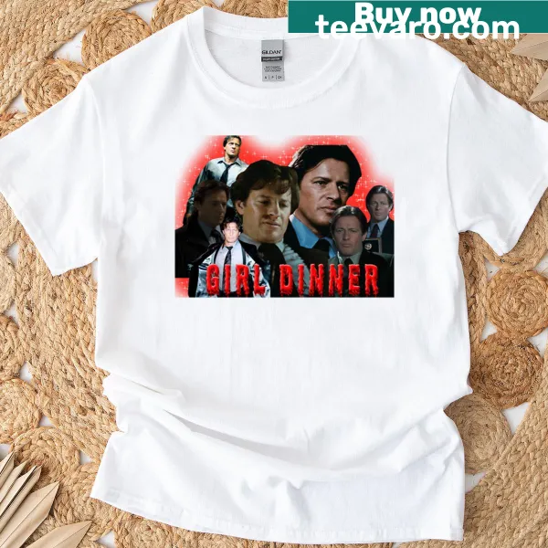 Illustrated t-shirt featuring Hoffman Girl Dinner theme