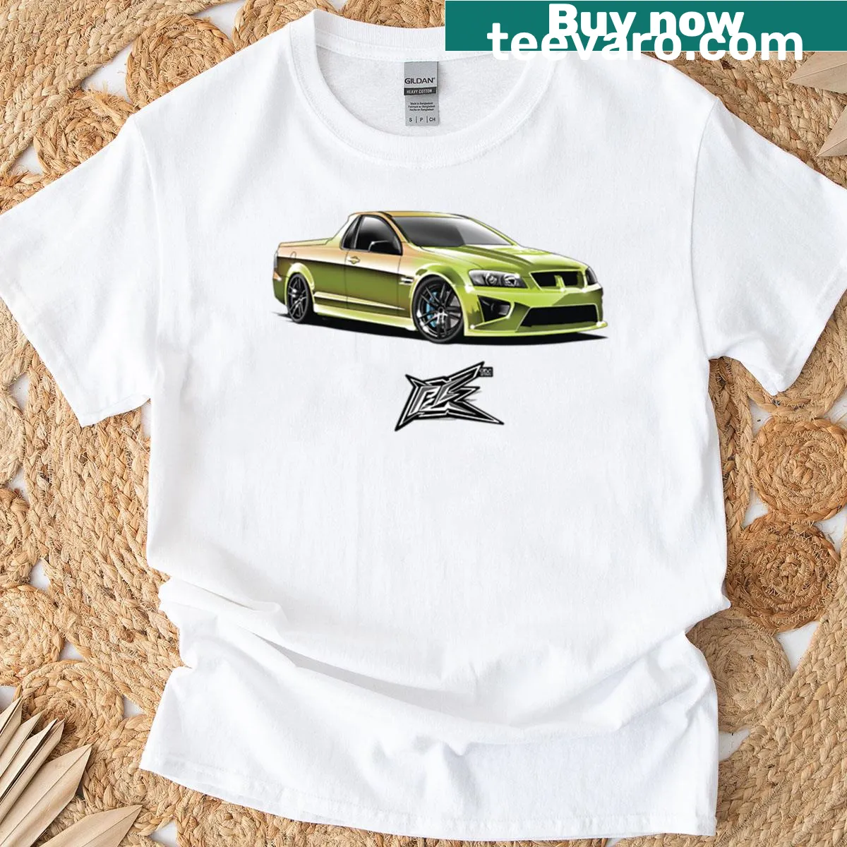 Graphic T-shirt featuring the Holden Maloo Ute in a playful design — on a men's t-shirt