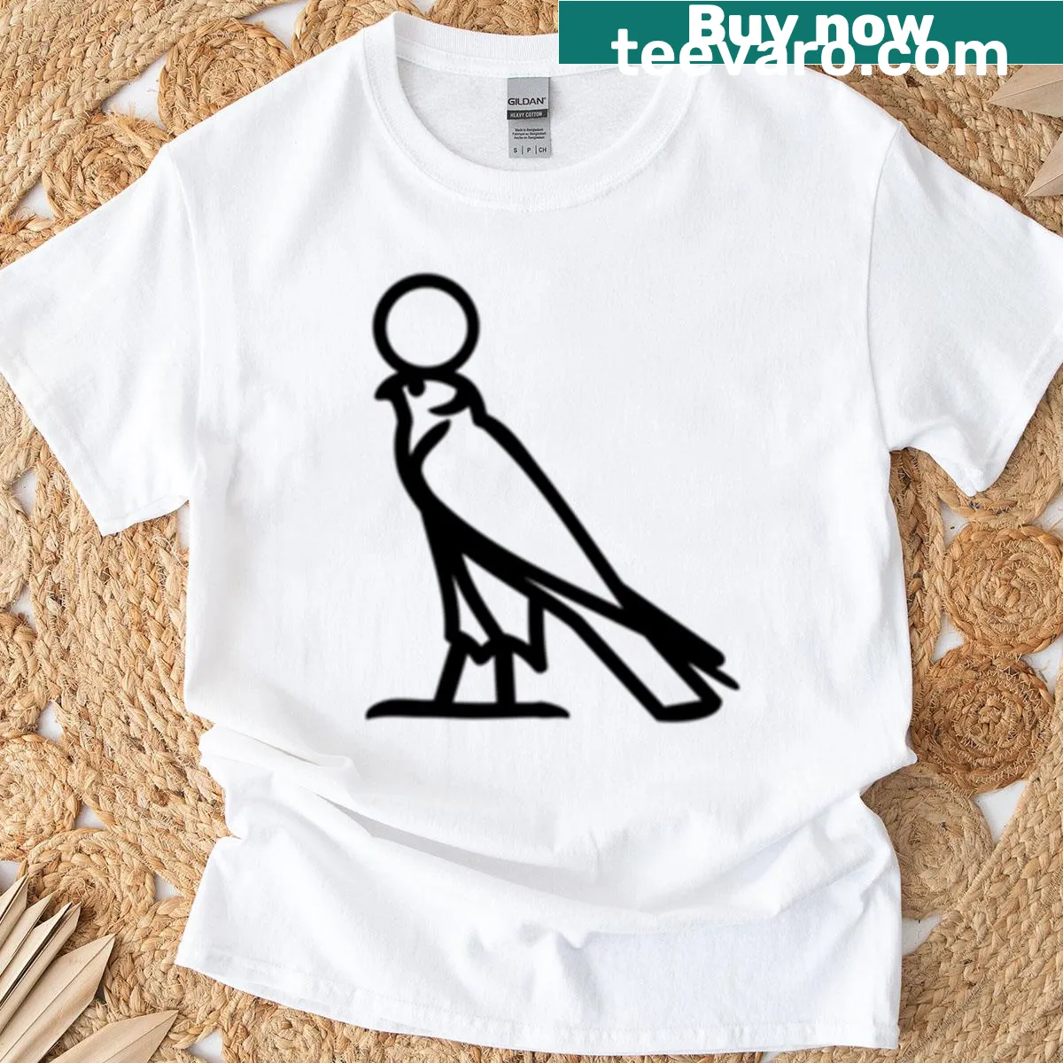 T-shirt with a graphic of Horus featuring a falcon head and eye — on a men's t-shirt