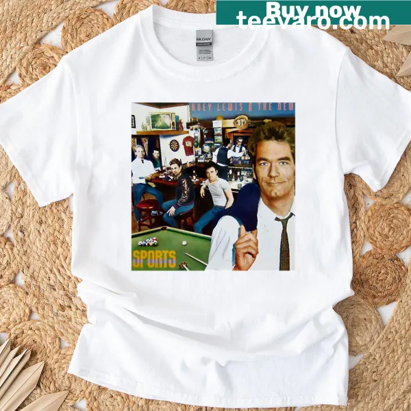 Vintage-style t-shirt inspired by Huey Lewis and the News