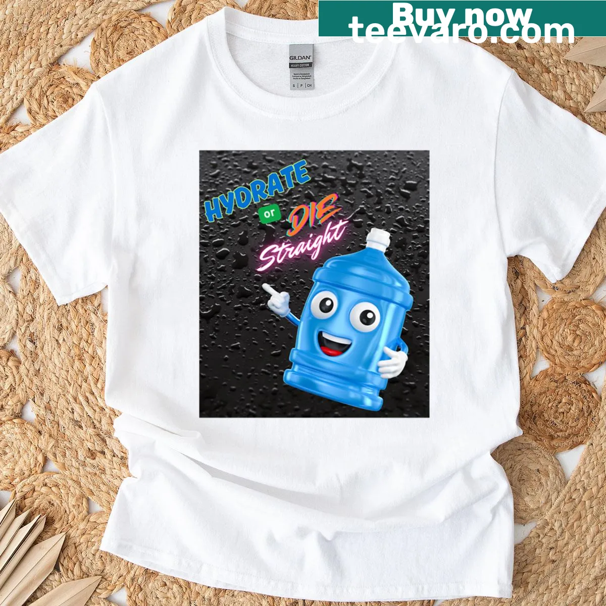 Oversized t-shirt with 'Hydrate Or Die' typography design — on a men's t-shirt