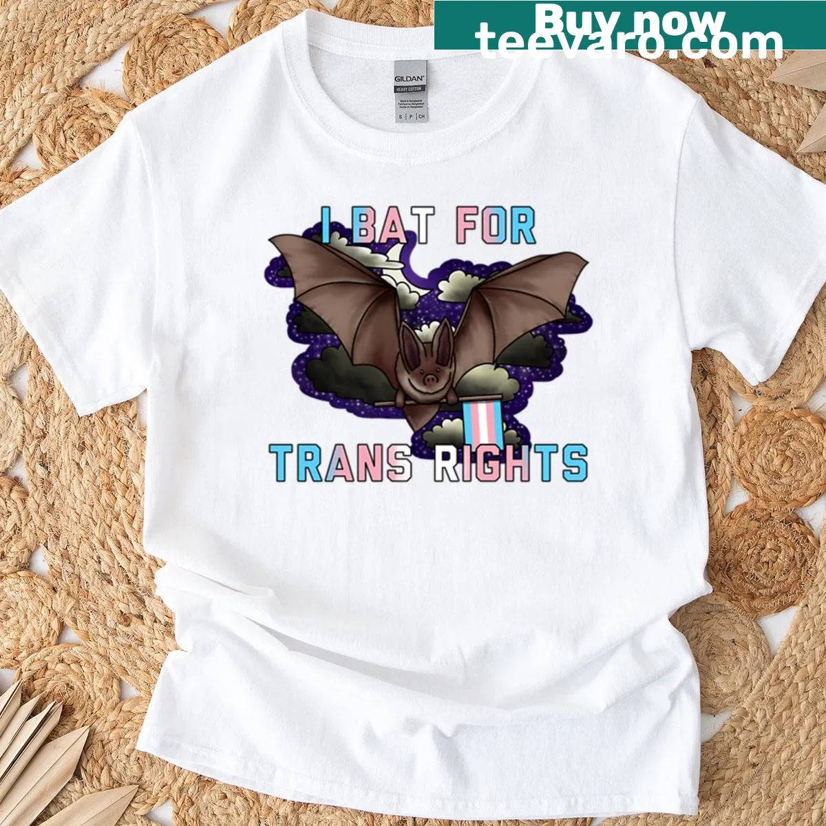 T-shirt with text design supporting trans rights — on a men's t-shirt