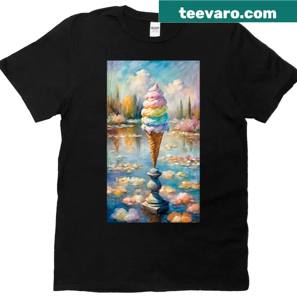 Illustration of an ice cream cone on a playful t-shirt